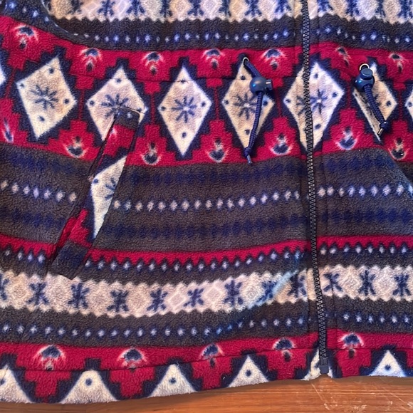 R&R fleece fair isle zipup with collar, burgundy/white/navy - Picture 4 of 5